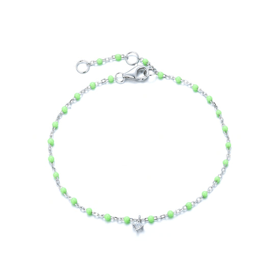 BG-10/S/AG - Chain and Bead Bracelet with Hanging Cubic (New colour)