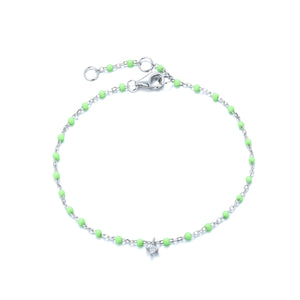 BG-10/S/AG - Chain and Bead Bracelet with Hanging Cubic (New colour)
