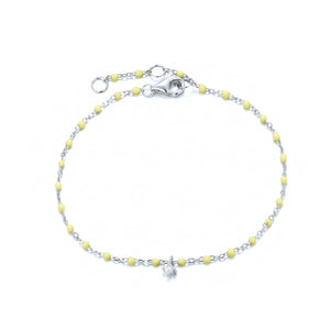 BG-10/S/Y - Chain and Bead Bracelet with Hanging Cubic Zirconia (New Colour)