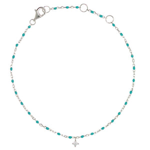 BG-10/ST - Bead and Chain Bracelet with Hanging CZ