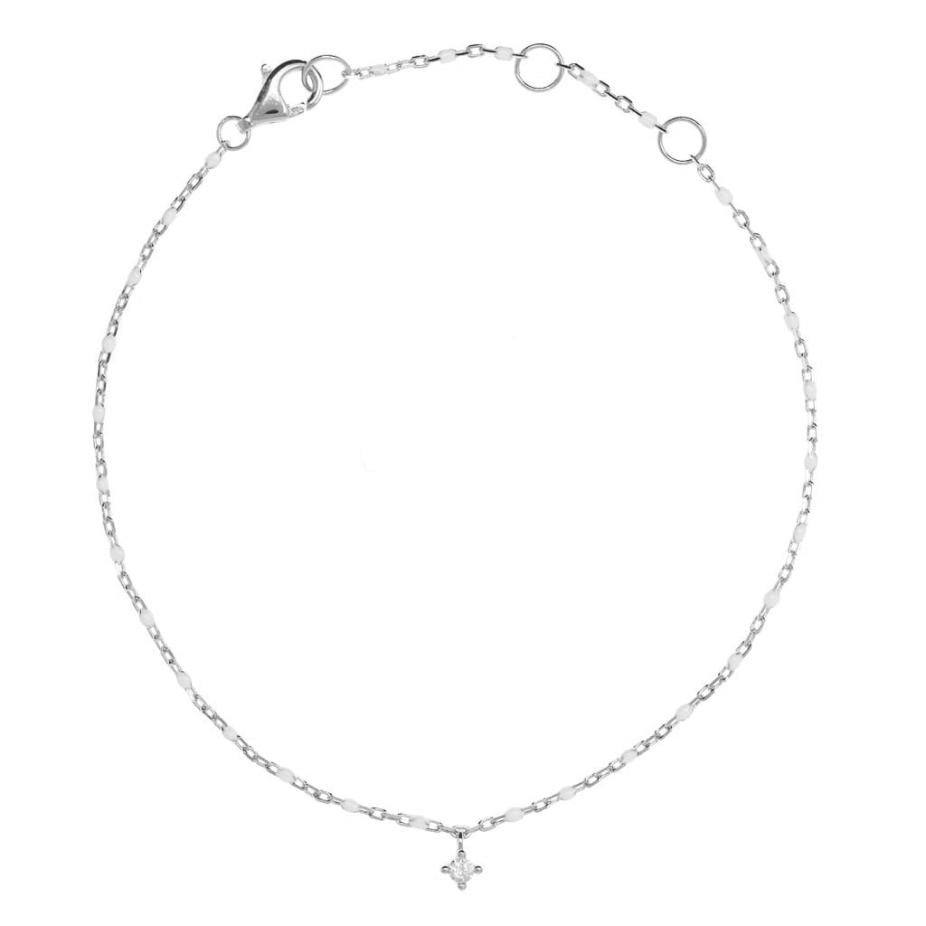 BG-10/SW - Chain and Bead Bracelet with Hanging CZ