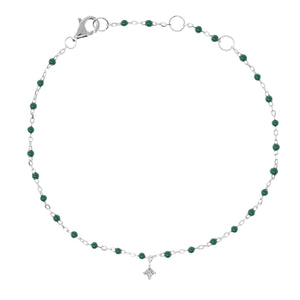 BG-10/S/G - Bead and Chain Bracelet with Hanging CZ (new colour)