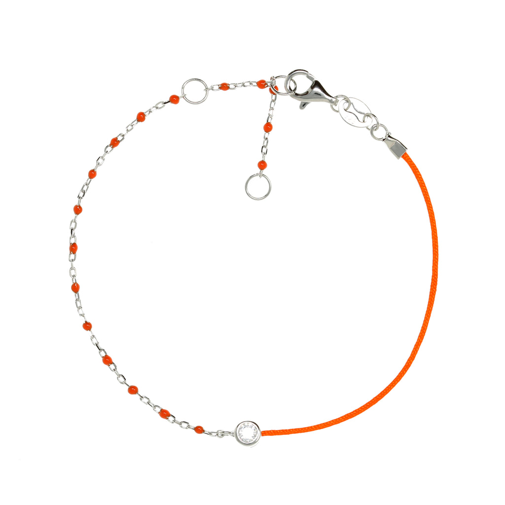 BG-11/S/OR - String and Chain Bracelet with Small Orange Beads