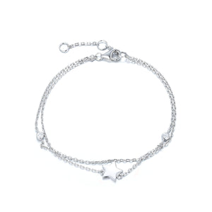 BG-15/S - Double Chain Bracelet with star and CZ
