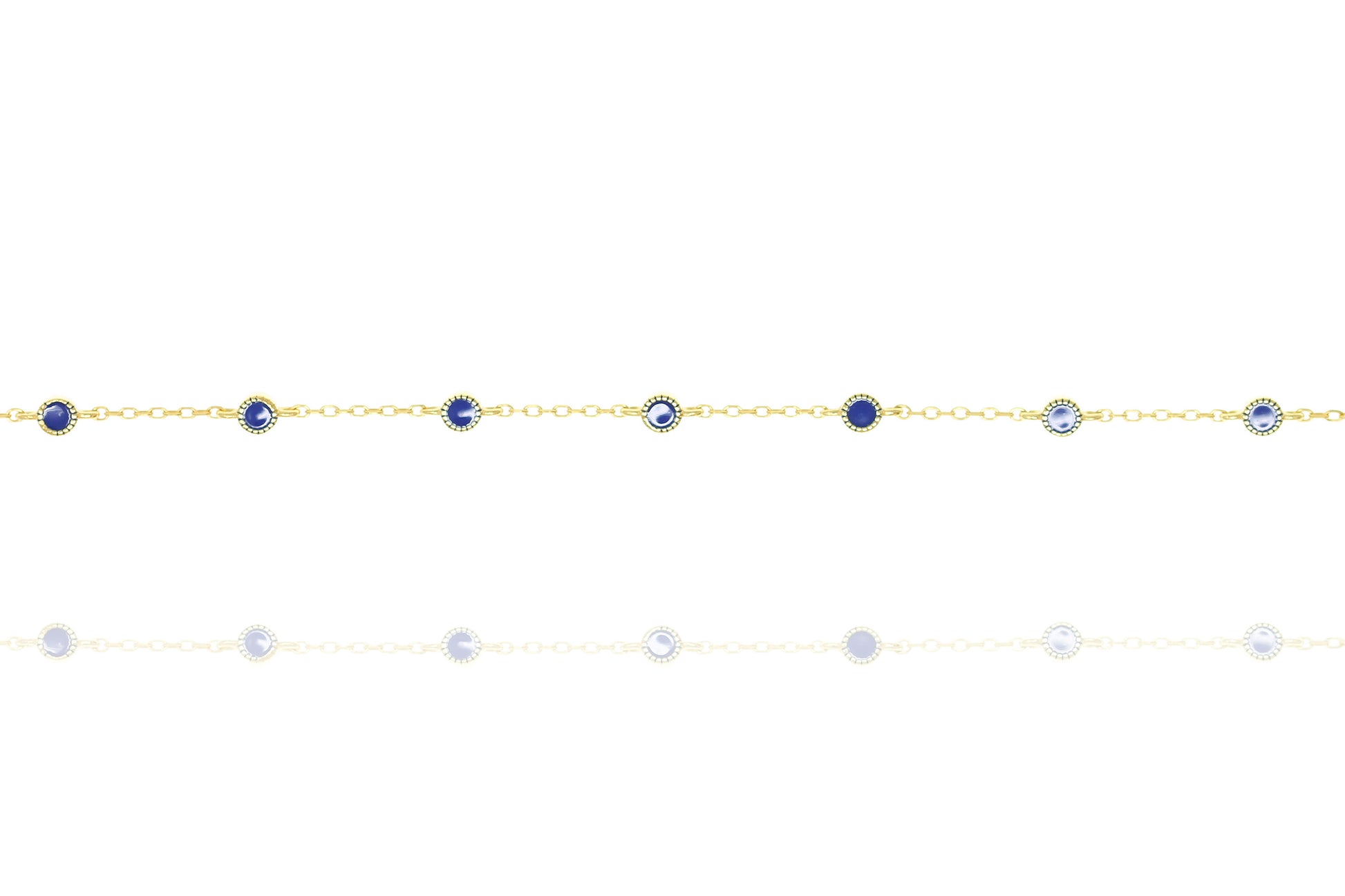 

Gold-plated chain bracelet with Apple Green coloured stones and two extensions

