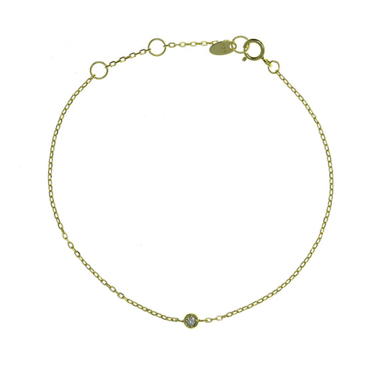 BG-8/G - Delicate Chain Bracelet with a Single Small Cubic Zirconia