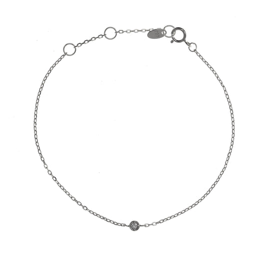 BG-8/S - Delicate Chain Bracelet with a Single Small Cubic Zirconia