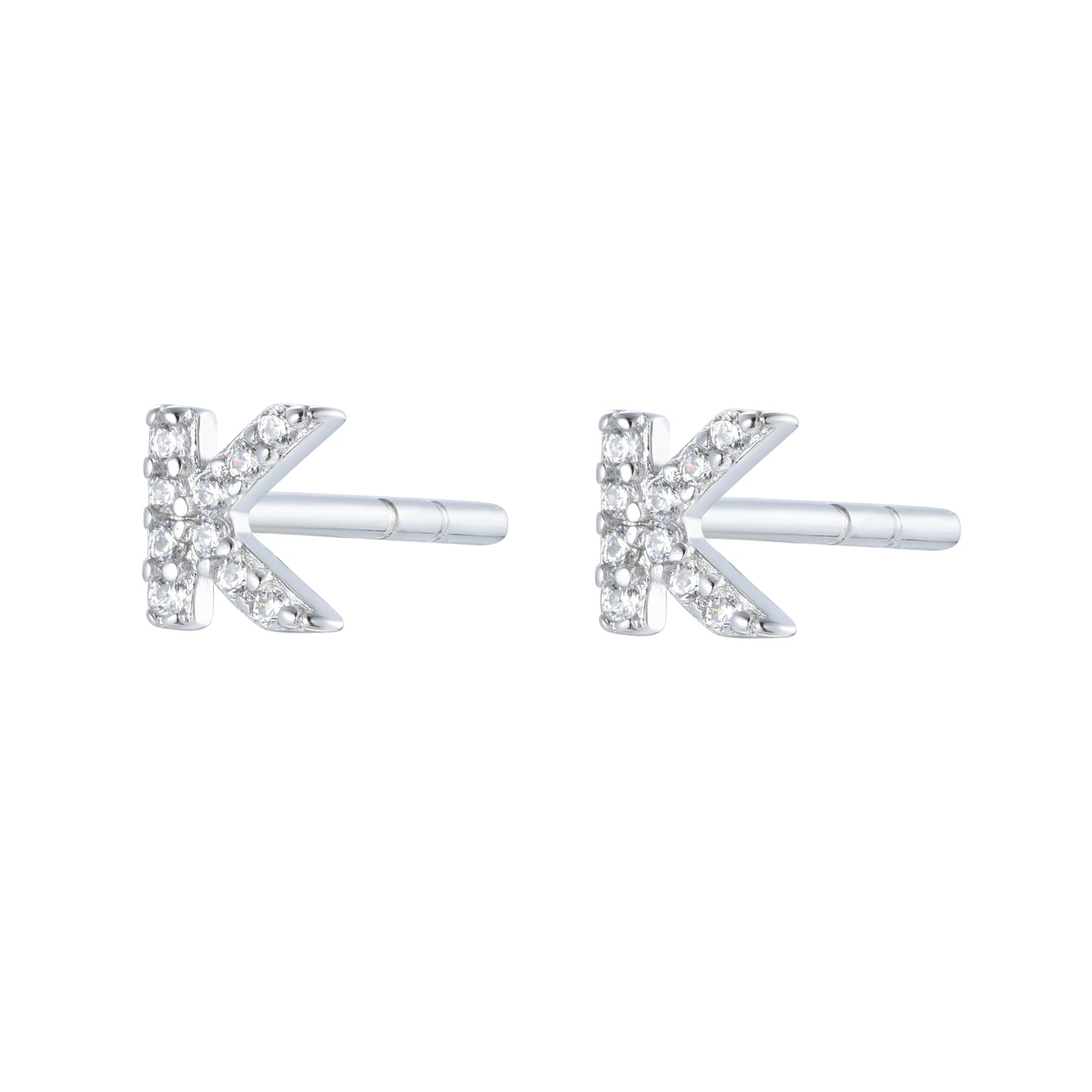 

Pair of Silver Initial 'H' Stud Earrings Encrusted with Cubic Zirconia


