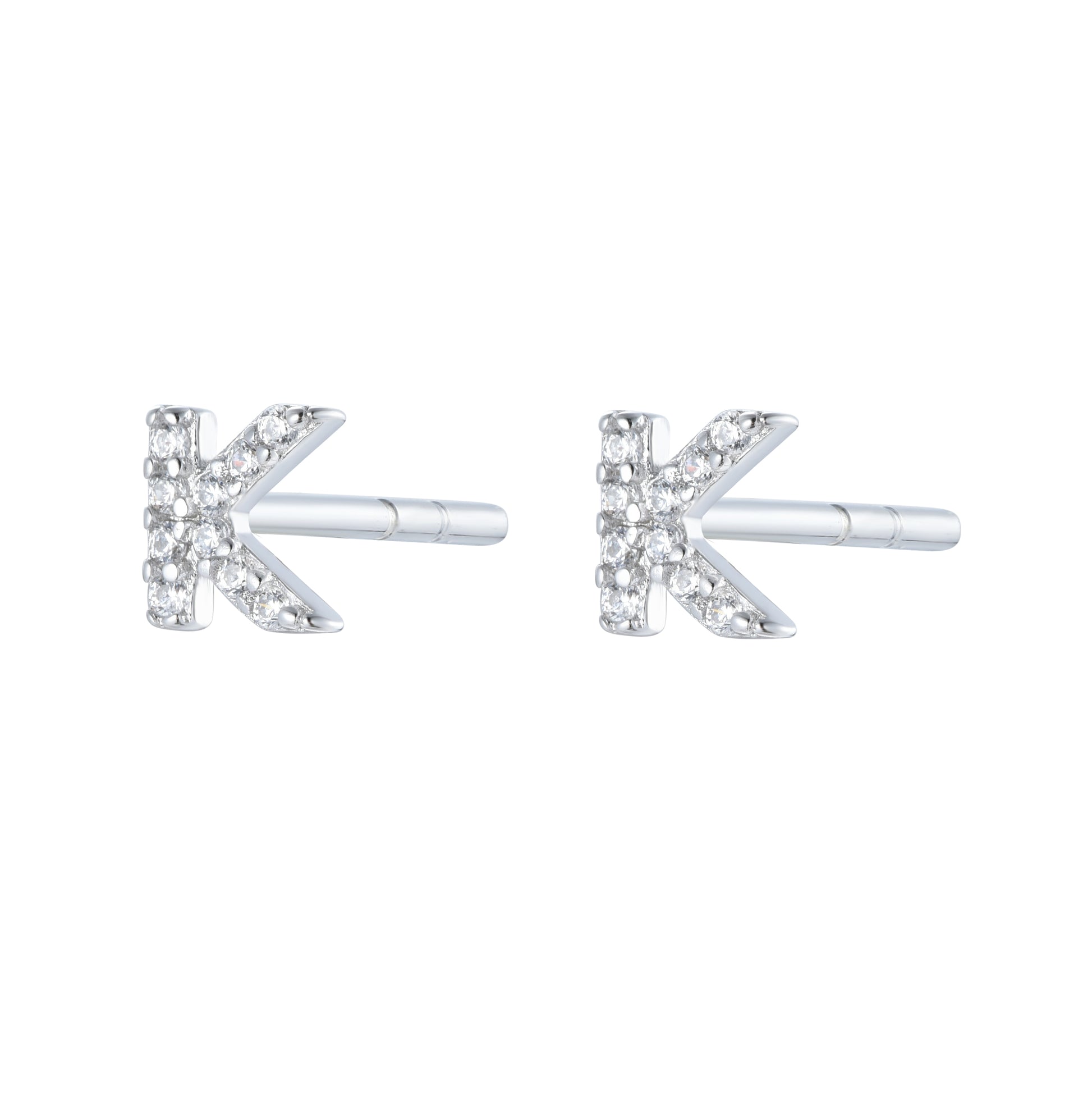 

Pair of Silver Initial 'H' Stud Earrings Encrusted with Cubic Zirconia

