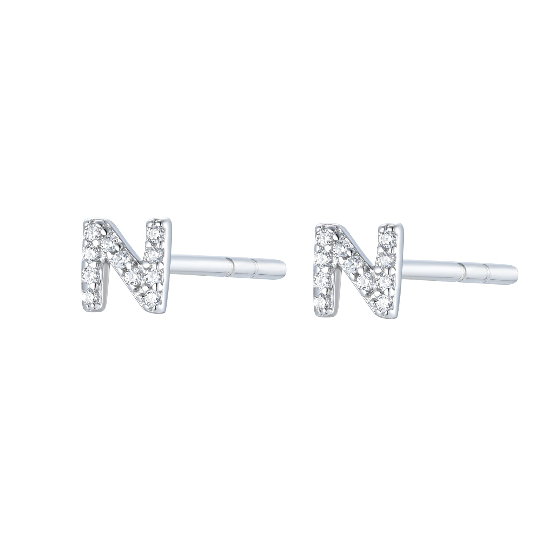 

Pair of Silver Initial 'H' Stud Earrings Encrusted with Cubic Zirconia

