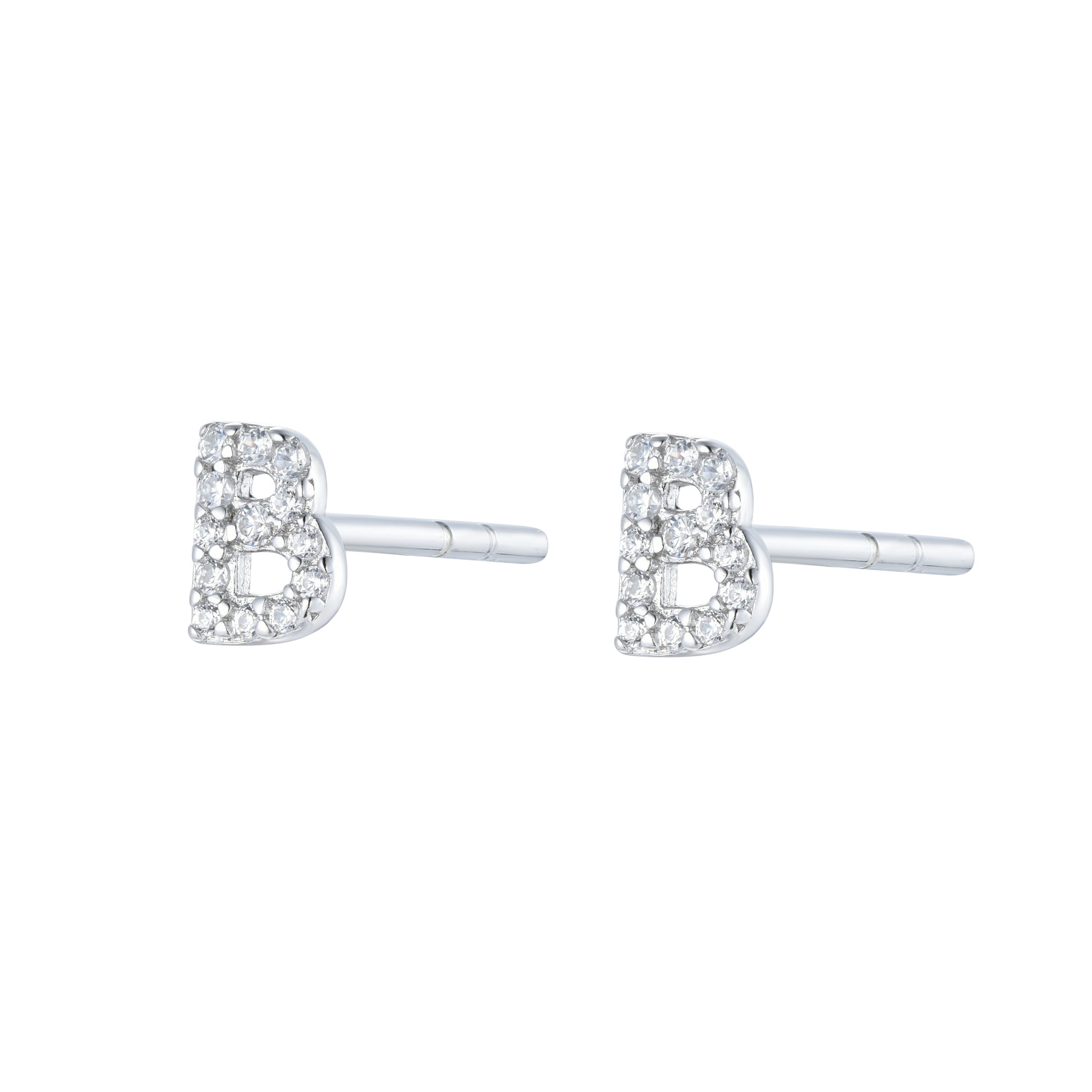 

Pair of Silver Initial 'H' Stud Earrings Encrusted with Cubic Zirconia

