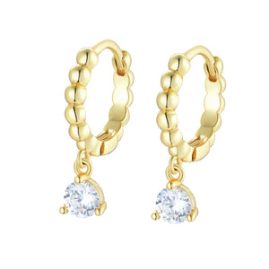 EG-39/G -  Hoop Earrings with a CZ Drop