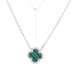 NG-5/S/M - Chain Necklace with Malachite Clover Charm