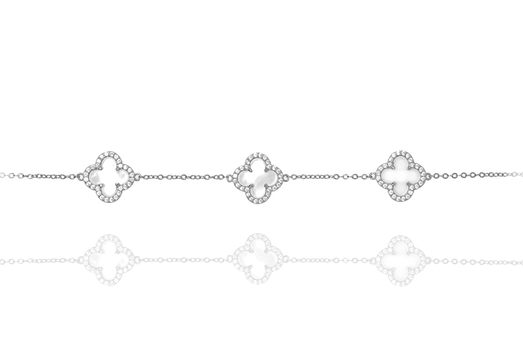 BK-66/SW - Mother of Pearl Clover Bracelet