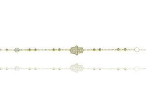 BX-032/G - Chain and Bobble Hamsa Bracelet