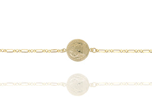 BX-1/G - Wide Chain Bracelet with Coin.