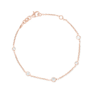 BX-31/CH/R - Rose Gold Chain and Cubic Zirconia Bracelet