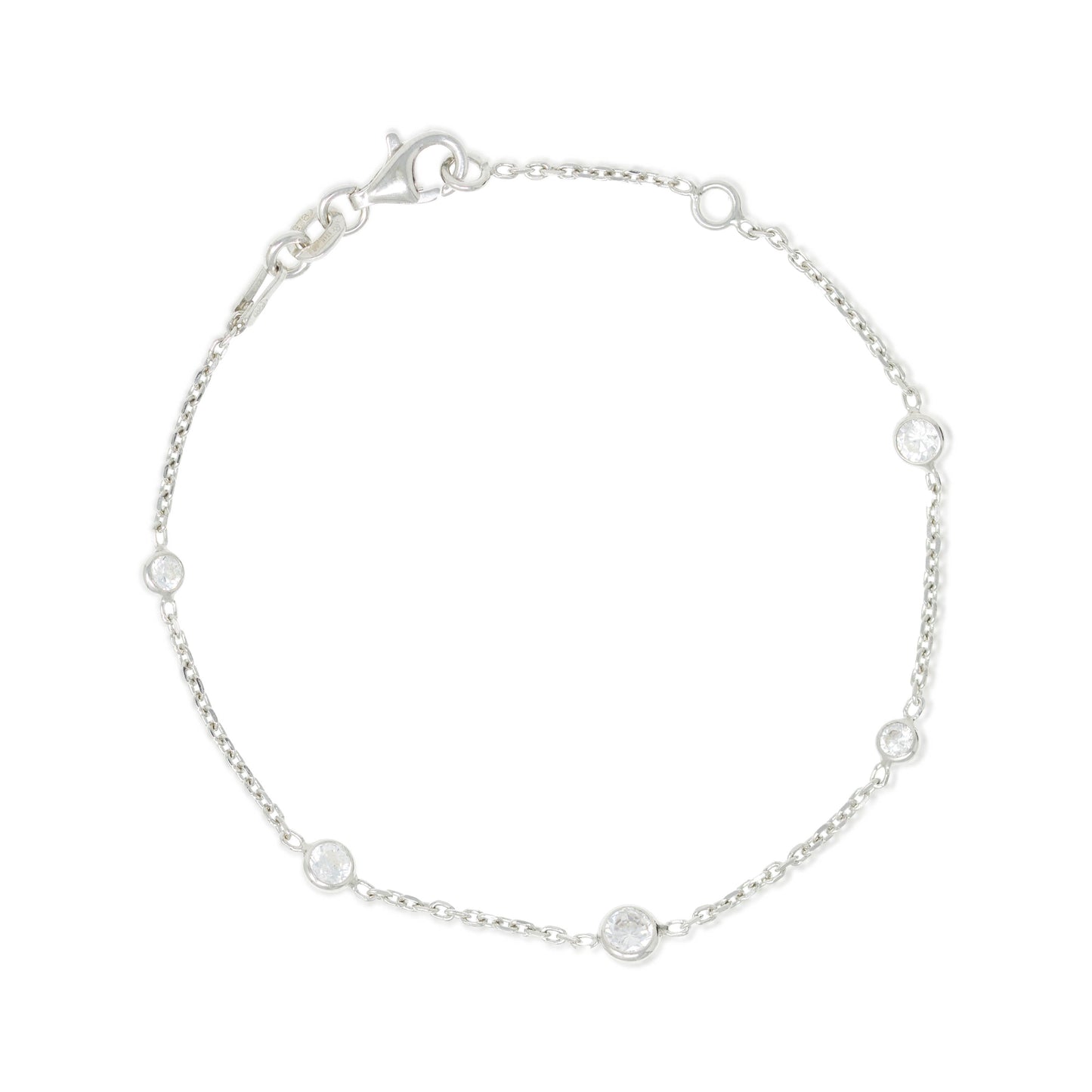 BX-31/CH/S - Sterling silver chain and cubic zirconia bracelet