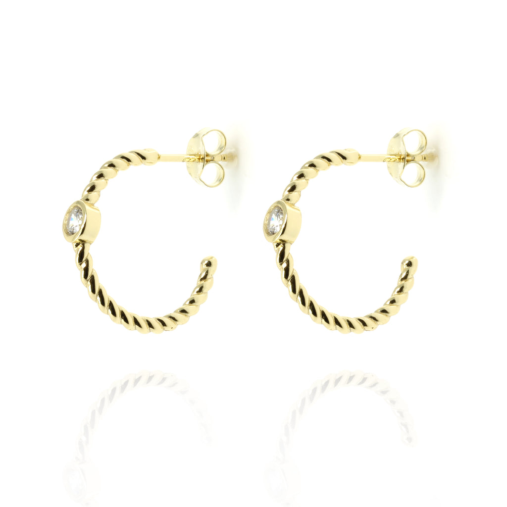 EF-11/G - Single Half Hoop Earrings with CZ