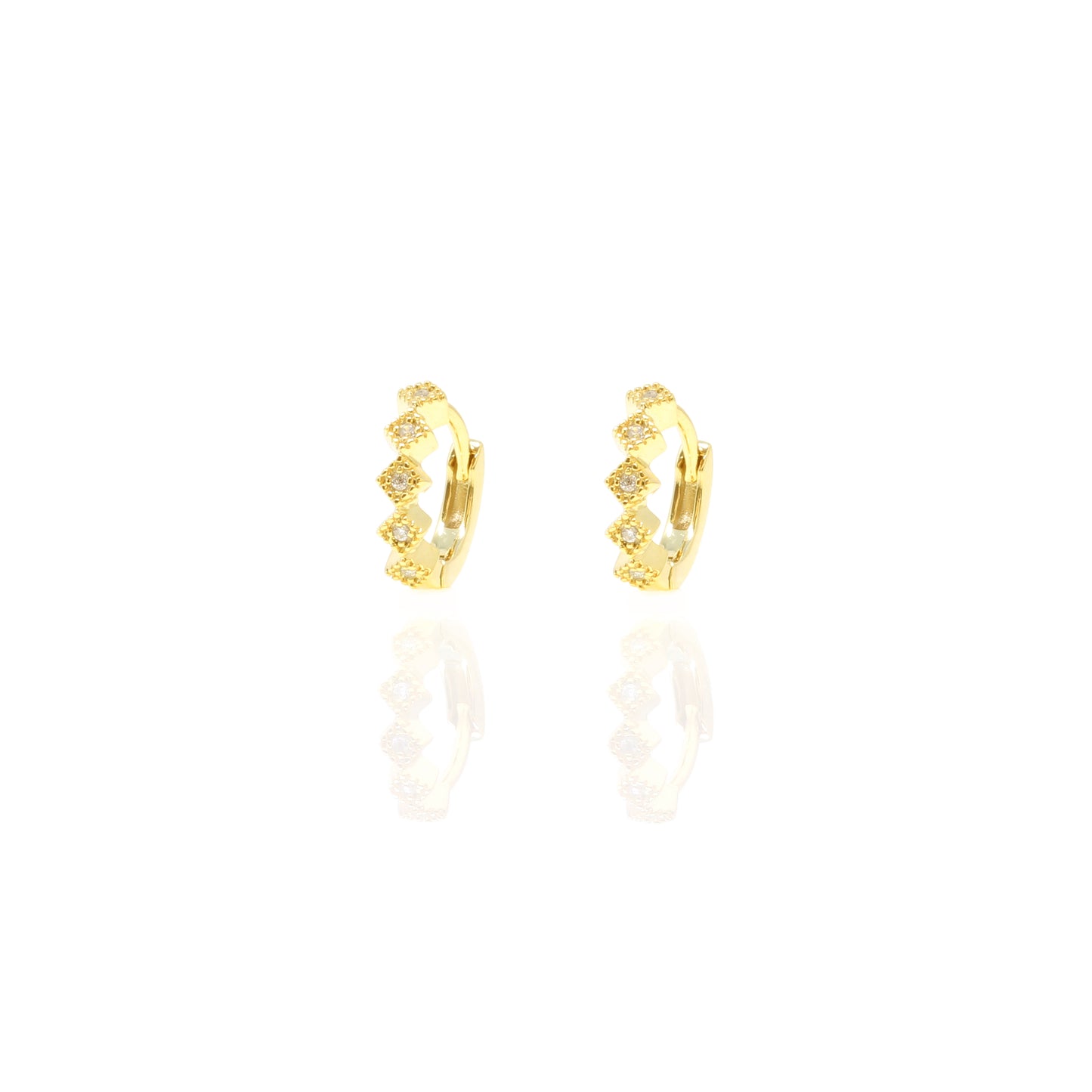 EF-2/G - Gold Huggies with Square Cut Cubic Zirconia