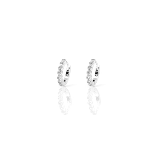 EF-3/S - Sterling Silver Huggies with Cubic Zirconis