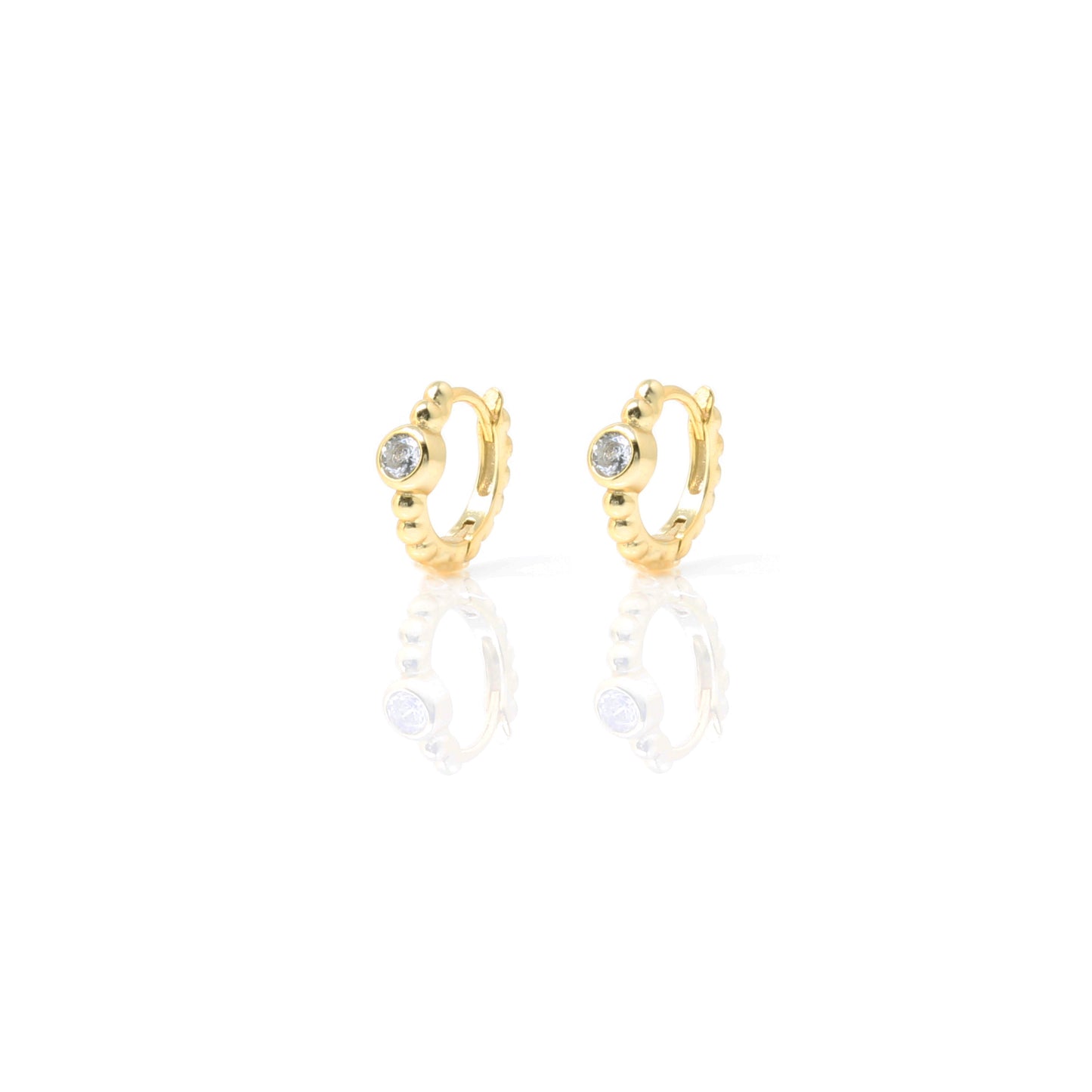 EF-5/G - Gold Huggies with Cubic Zirconia Center Stone