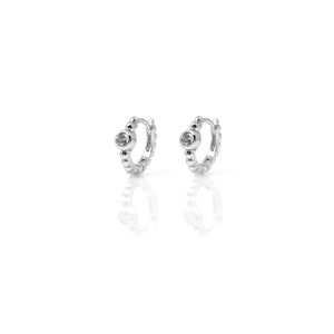 EF-5/S - Silver Huggies with Cubic Zirconia Center Stone