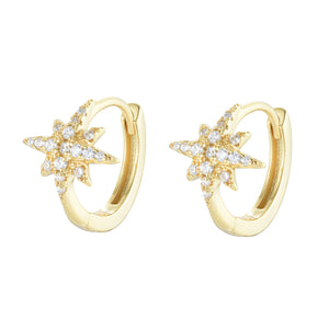 EG-15/G - Small Hoop Earring with Eight Point Star