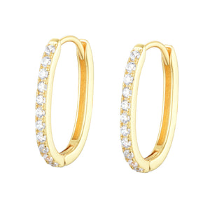 EG-16/G - Slightly Squared Hoop Earrings with Cubic Zirconia