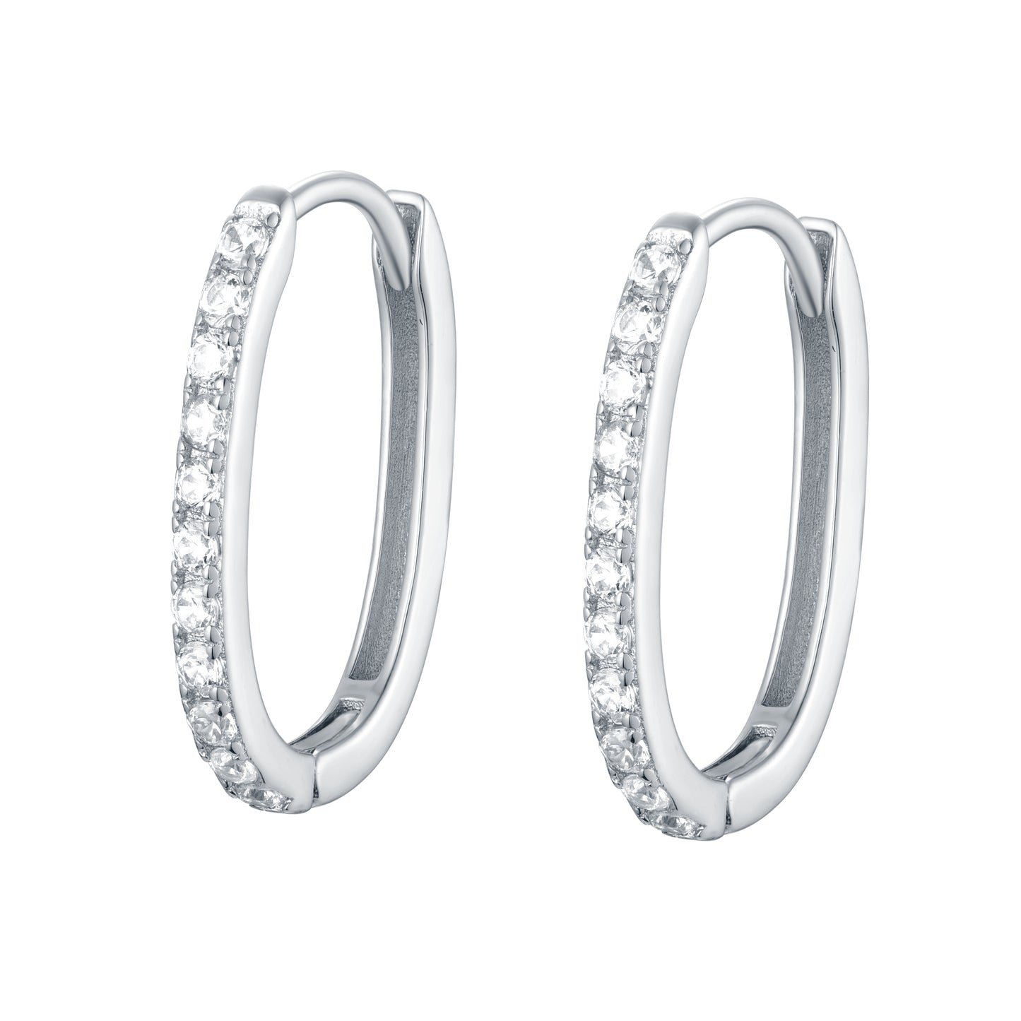 EG-16/S - Slightly Squared Hoop Earrings with Cubic Zirconia