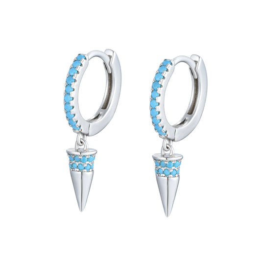 EG-36/S - Silver Hoop Earrings with Turquoise decoration