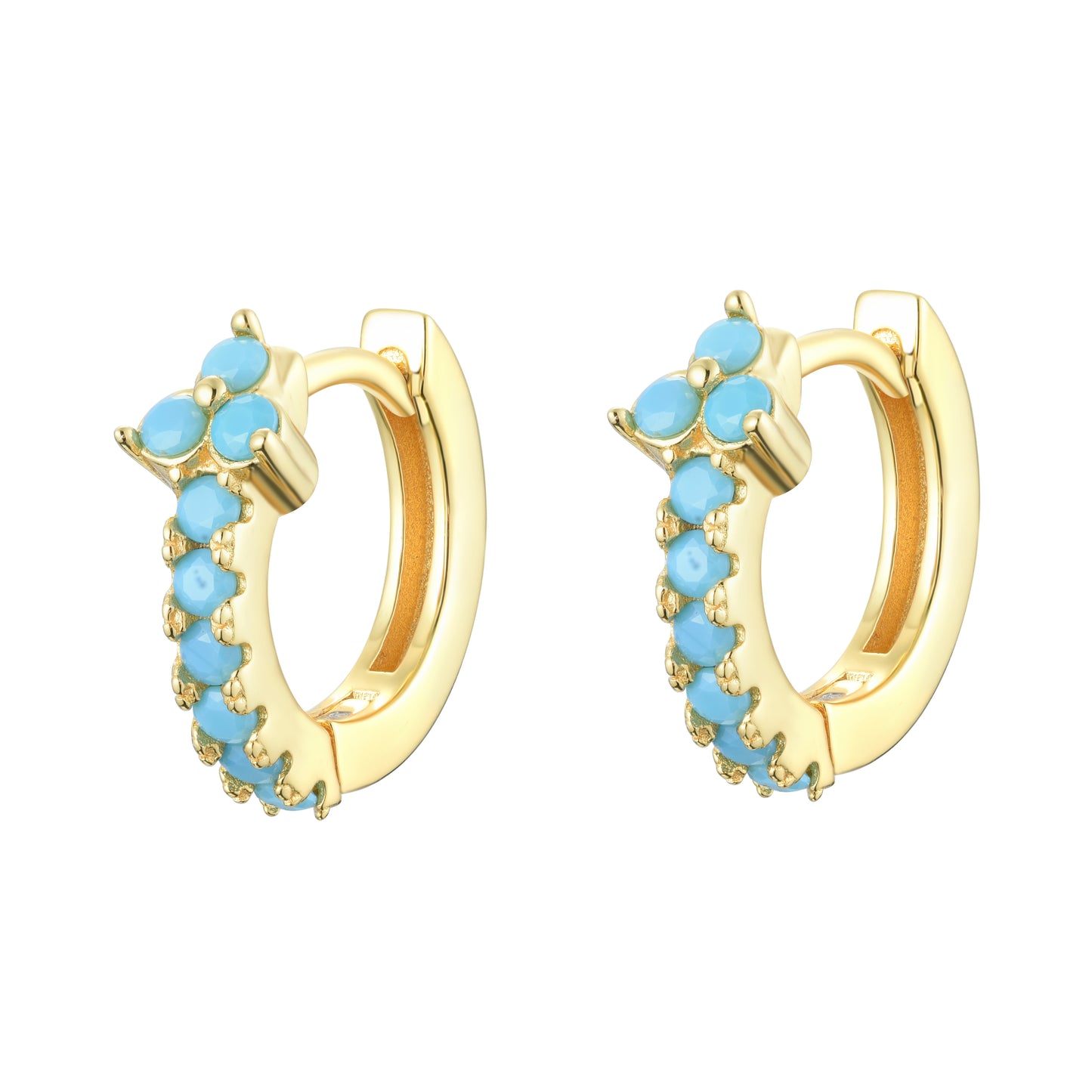 EG-37/G/Turquoise - Hoop Earring with Turquoise decoration