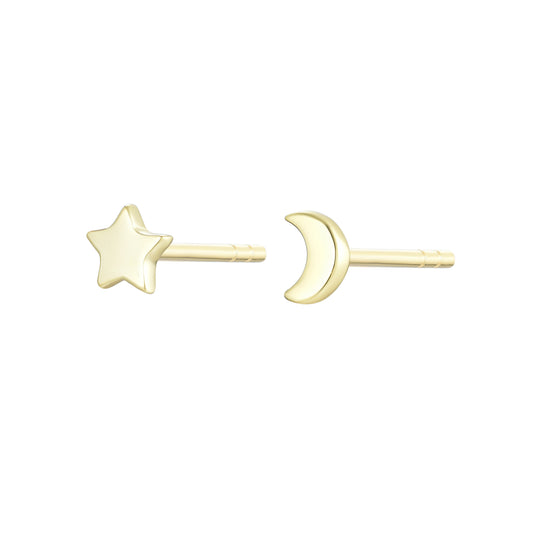 EG-6/G -Moon and Star Stud Earrings