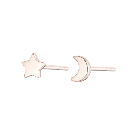 EG-6/R - Moon and Star Stud Earrings