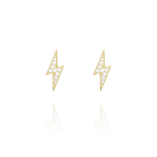 
Gold Plated Lightning Bolt Earrings with Pavé Crystals

