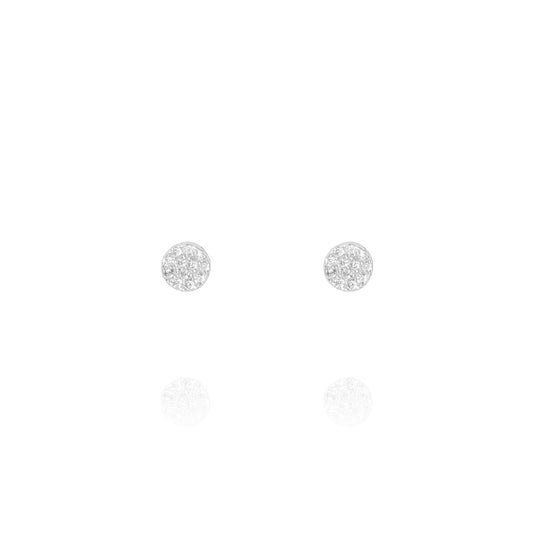
Sterling Silver Pave Disk Ear Studs with 4 mm diameter sparkling disks


