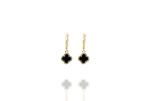 EK-65/GO - Hoop Earrings with Onyx Drop