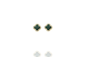 EK-70/G/M - Malachite Stud Earrings with CZ