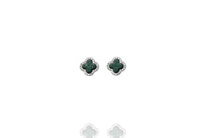 EK-70/S/M - Malachite Clover Stud Earrings