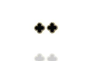 EK-71/G0 - Large Stud Earring in Onyx Set in Gold with cz
