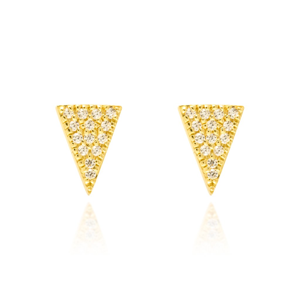 ET-11/G - Triangle Pave Stud Earrings