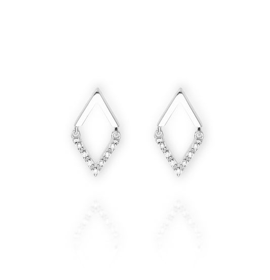 

Sterling Silver Diamond Shape Earrings with Cubic Zirconia Inlay

