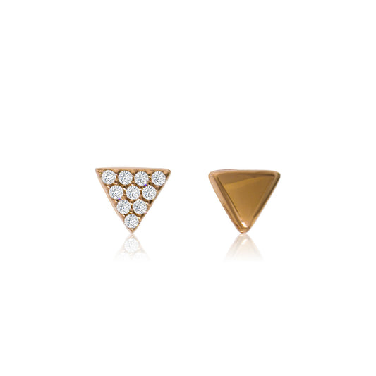 ET-2/R - Small Triangle Stud Earrings One Earring Pave CZ one earring