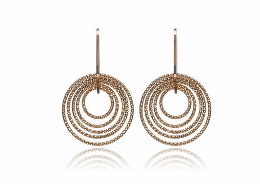 EX-028/G - Small Diamond Cut Single Drop Hoop Earrings