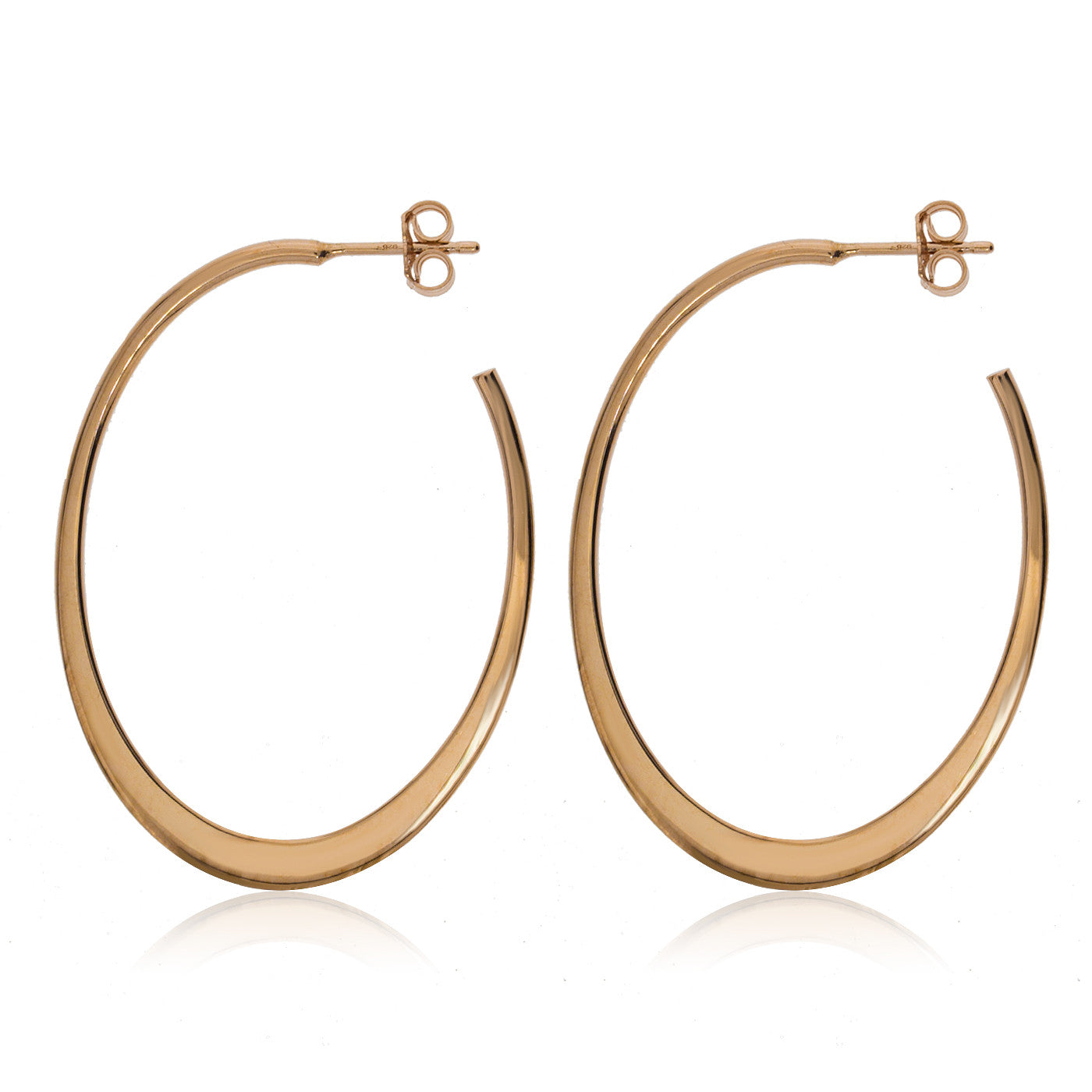 
Rose Gold Plated Silver Open Hoop Earrings - Italian Made, 3 cm Diameter, 4.5 cm Length

