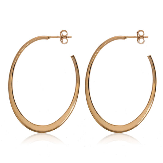 
Rose Gold Plated Silver Open Hoop Earrings - Italian Made, 3 cm Diameter, 4.5 cm Length

