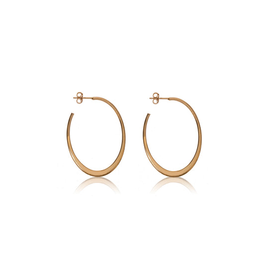 
Rose gold plated on silver open hoop earrings with a diameter of 2 cm and a height of 3.5 cm, made in Italy.

