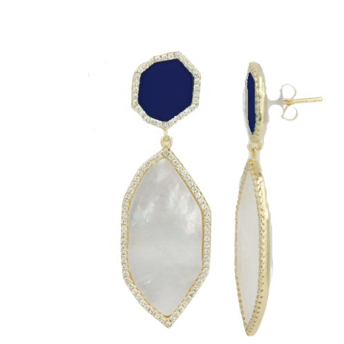 EF-54/G/MOP  - Mother of Pearl with Blue Stone rimmed with CZ
