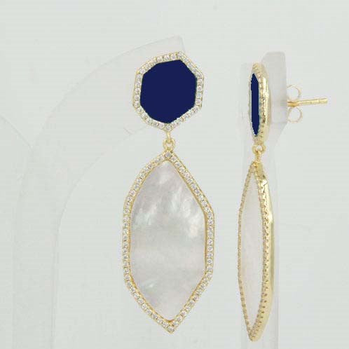 EF-54/G/MOP  - Mother of Pearl with Blue Stone rimmed with CZ