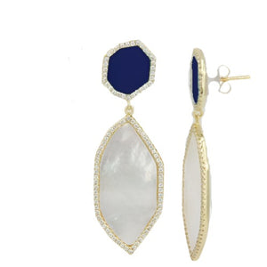 EF-54/G/MOP  - Mother of Pearl with Blue Stone rimmed with CZ